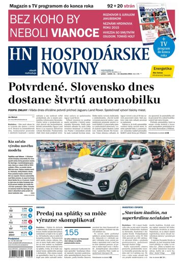 Obálka e-magazínu Hospodárske noviny 11.12.2015