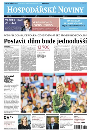 Obálka e-magazínu Hospodářské noviny 143 - 26.7.2016