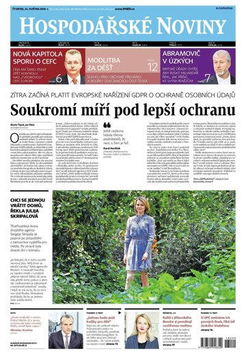 Obálka e-magazínu Hospodářské noviny 099 - 24.5.2018