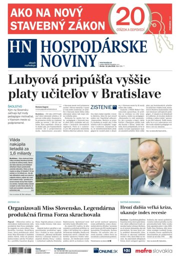 Obálka e-magazínu Hospodárske noviny 12.7.2018