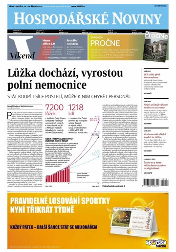 Obálka e-magazínu Hospodářské noviny 201 - 16.10.2020