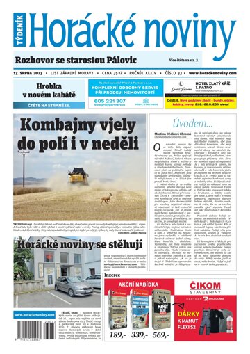 Obálka e-magazínu Horácké Noviny 33/2023