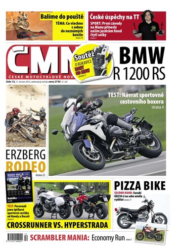 Obálka e-magazínu ČESKÉ MOTOCYKLOVÉ NOVINY 12/2015