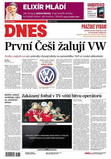 Obálka e-magazínu MF Dnes 2.10.2015