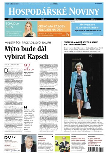 Obálka e-magazínu Hospodářské noviny 133 - 12.7.2016