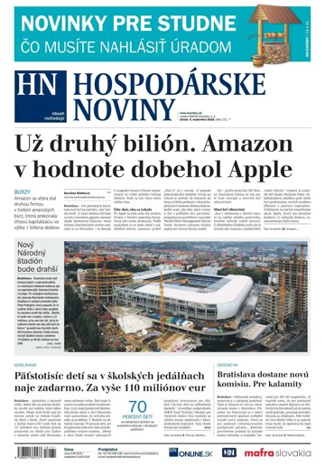Obálka e-magazínu Hospodárske noviny 05.09.2018
