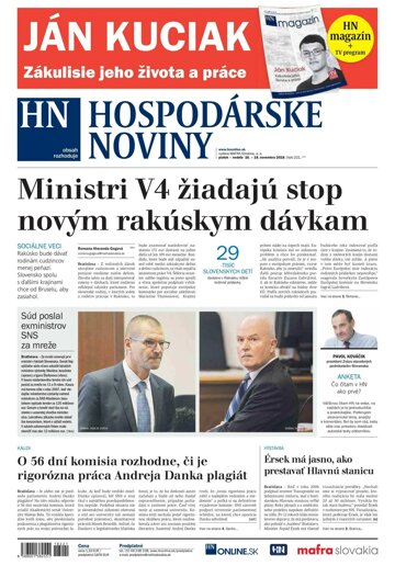 Obálka e-magazínu Hospodárske noviny 16.11.2018