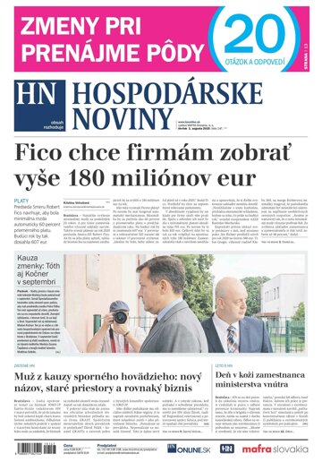 Obálka e-magazínu Hospodárske noviny 01.08.2019