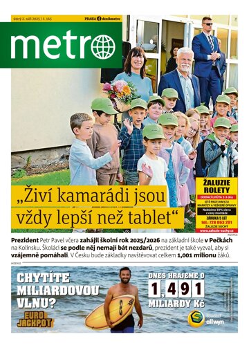 Obálka e-magazínu deník METRO 2.9.2025
