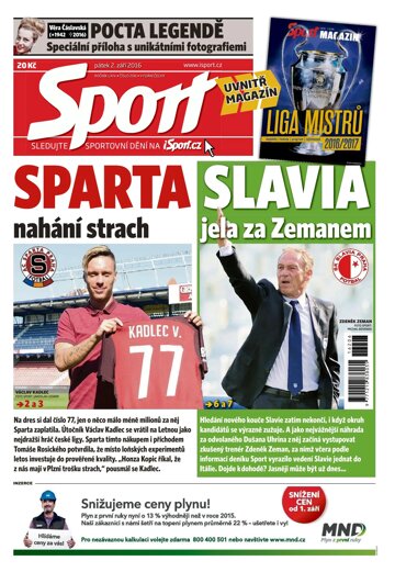 Obálka e-magazínu Sport 2.9.2016