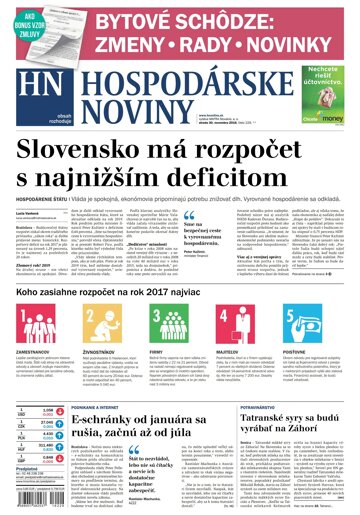 Obálka e-magazínu Hospodárske noviny 30.11.2016