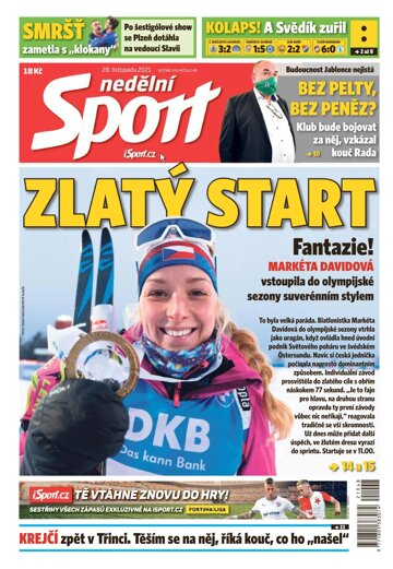 Obálka e-magazínu Nedělní Sport 28.11.2021