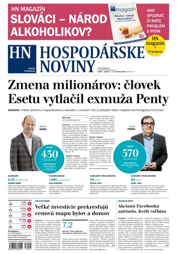 Obálka e-magazínu Hospodárske noviny 04.11.2016