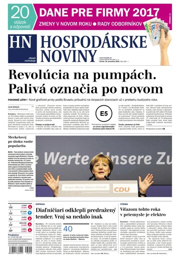 Obálka e-magazínu Hospodárske noviny 29.12.2016
