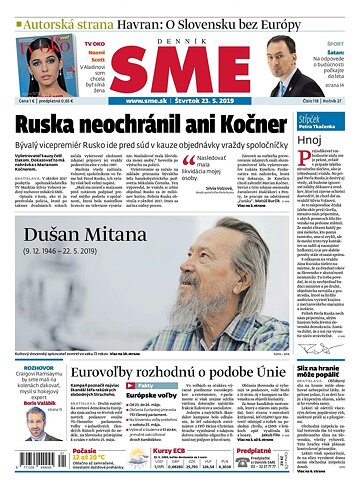 Obálka e-magazínu SME 23.5.2019