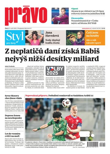 Obálka e-magazínu Deník Právo 9.9.2025