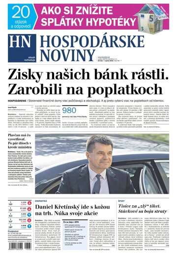 Obálka e-magazínu Hospodárske noviny 07.04.2016