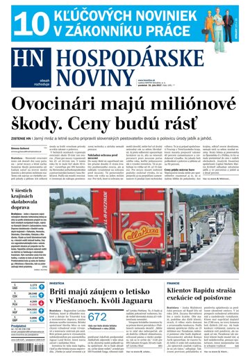 Obálka e-magazínu Hospodárske noviny 31.07.2017