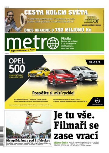 Obálka e-magazínu deník METRO 14.9.2017