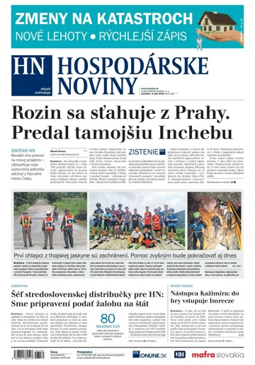 Obálka e-magazínu Hospodárske noviny 9.7.2018