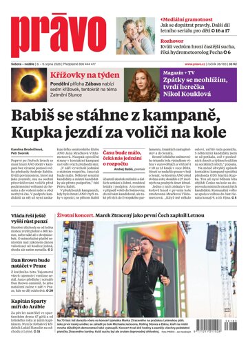 Obálka e-magazínu Deník Právo 8.8.2026