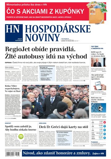 Obálka e-magazínu Hospodárske noviny 23.02.2015