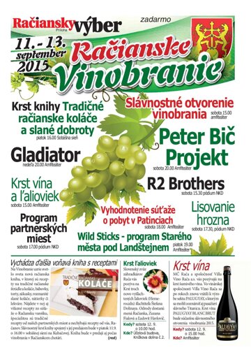 Obálka e-magazínu Špeciálna príloha Račianske vinobranie 2015