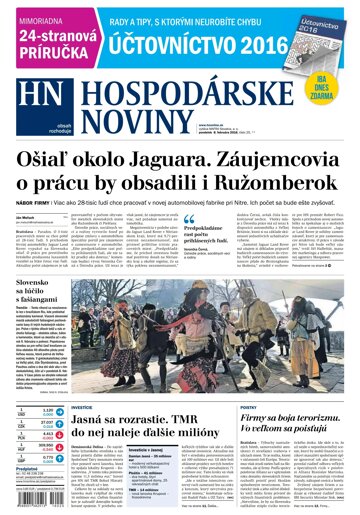 Obálka e-magazínu Hospodárske noviny 08.02.2016