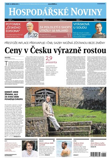 Obálka e-magazínu Hospodářské noviny 155 - 13.8.2019