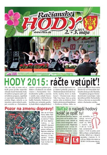 Obálka e-magazínu Špeciálna príloha Hody 2015