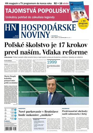 Obálka e-magazínu Hospodárske noviny 09.12.2016