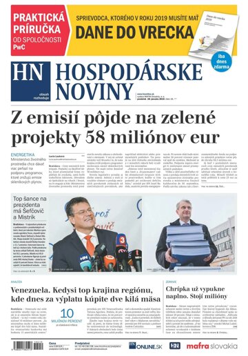 Obálka e-magazínu Hospodárske noviny 28.01.2019