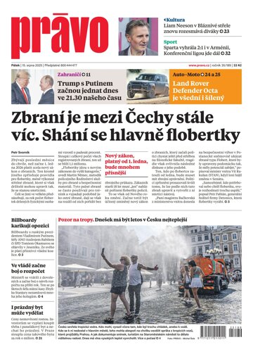 Obálka e-magazínu Deník Právo 15.8.2025