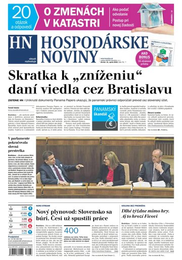 Obálka e-magazínu Hospodárske noviny 21.04.2016