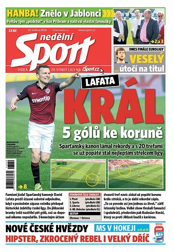Obálka e-magazínu Nedělní Sport 15.5.2016