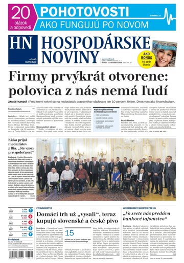 Obálka e-magazínu Hospodárske noviny 15.12.2016