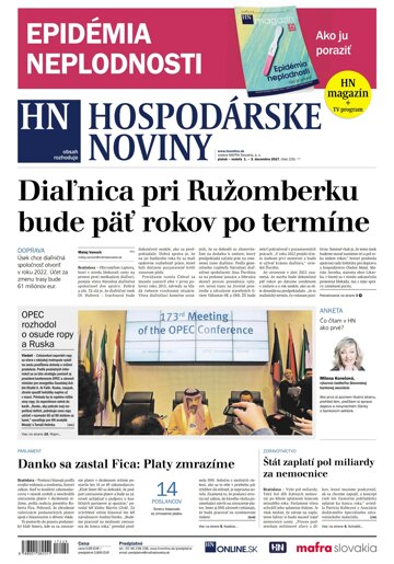 Obálka e-magazínu Hospodárske noviny 1.12.2017