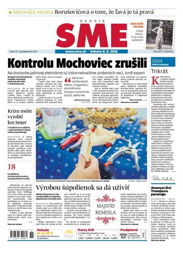 Obálka e-magazínu SME 8.9.2018