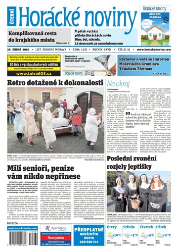 Obálka e-magazínu Horácké Noviny Úterý 26.4.2016 č. 032