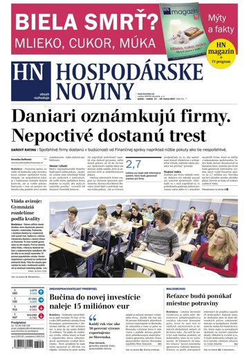 Obálka e-magazínu Hospodárske noviny 17.03.2017