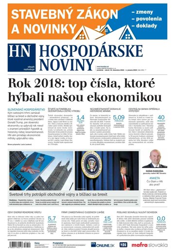 Obálka e-magazínu Hospodárske noviny 31.12.2018