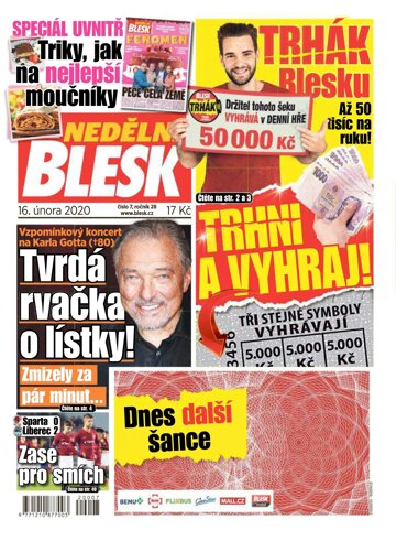 Obálka e-magazínu Nedělní Blesk 16.2.2020