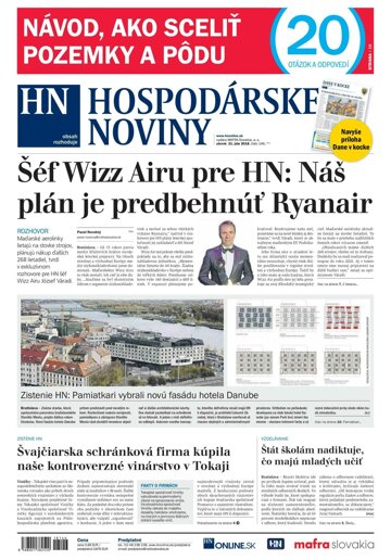 Obálka e-magazínu Hospodárske noviny 31.07.2018