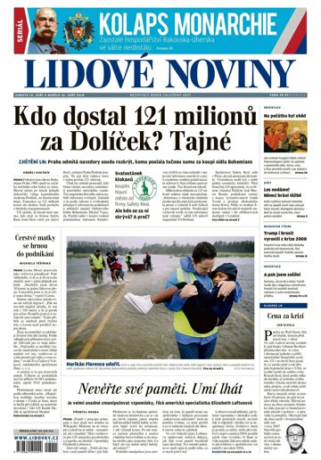 Obálka e-magazínu Lidové noviny 15.9.2018