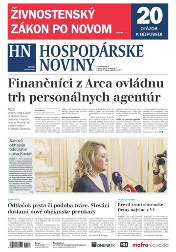 Obálka e-magazínu Hospodárske noviny 07.02.2019