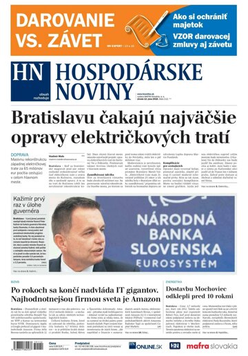 Obálka e-magazínu Hospodárske noviny 12.06.2019