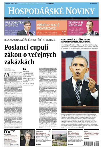 Obálka e-magazínu Hospodářské noviny 017 - 26.1.2016