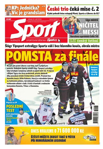 Obálka e-magazínu Sport 14.9.2016