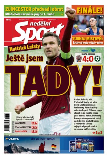 Obálka e-magazínu Nedělní Sport 30.10.2016