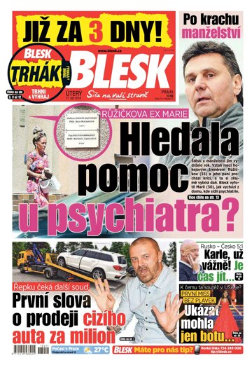 Obálka e-magazínu Blesk 11.9.2018